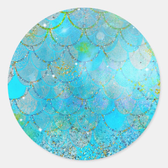 Pretty Iridescent Pearl Shimmer Mermaid Scales Classic Round Sticker (Front)
