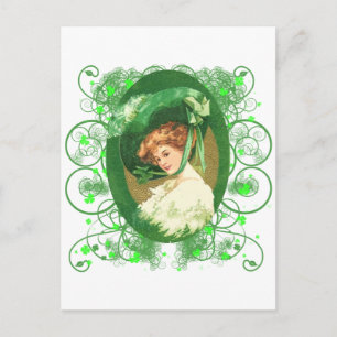Pretty Irish Woman Vintage Design Postcard