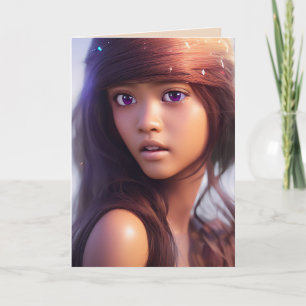 PRETTY ISLAND GIRL LADY ART BIRTHDAY CARDS