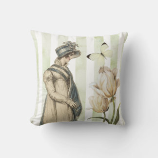 Pretty Jane Austen inspired vintage blue striped Cushion