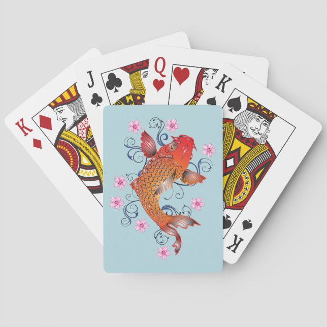 Pretty Japanese Koi Fish Playing Cards (Back)