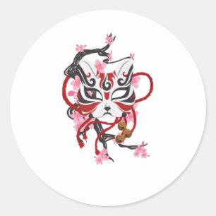 Pretty Japanese Mask Classic Round Sticker