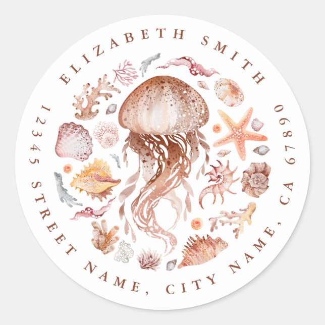 Pretty Jellyfish Round Stickers (Front)