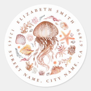 Pretty Jellyfish Round Stickers