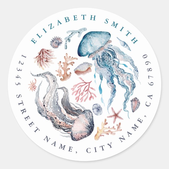 Pretty Jellyfish Round Stickers (Front)