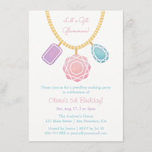 Pretty Jewellery Making Girls Birthday Party Invitation