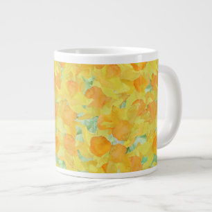 Pretty Jumbo-sized Mug, Golden Yellow Daffodils Large Coffee Mug