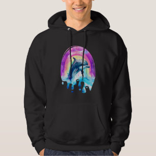 Pretty Jumping Dolphin Dripping Paint Colorful Art Hoodie