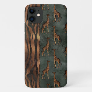 Pretty Jungle Chic Tiger Giraffe iPhone 11 Case