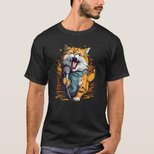 Pretty Karaoke Cat with Mic for Singer and Song Lo T-Shirt