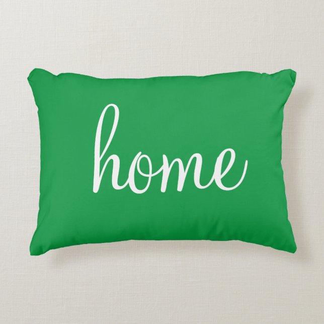 Pretty Kelly green "home" accent pillow (Front)