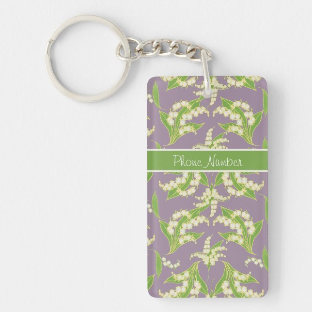 Pretty Keychain: Lilies of the Valley, Mauve Key Ring (Front)