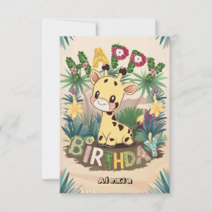 Pretty Kids Giraffe Birthday Card