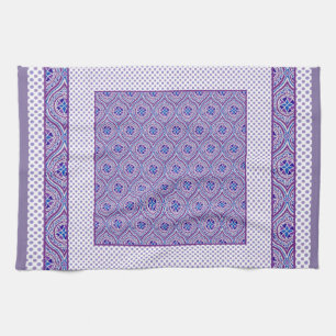 Pretty Kitchen Towel, Mauve White Ogees and Polkas Tea Towel