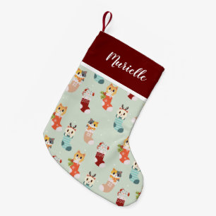 Pretty Kitties Personalised Pet Name Small Christmas Stocking