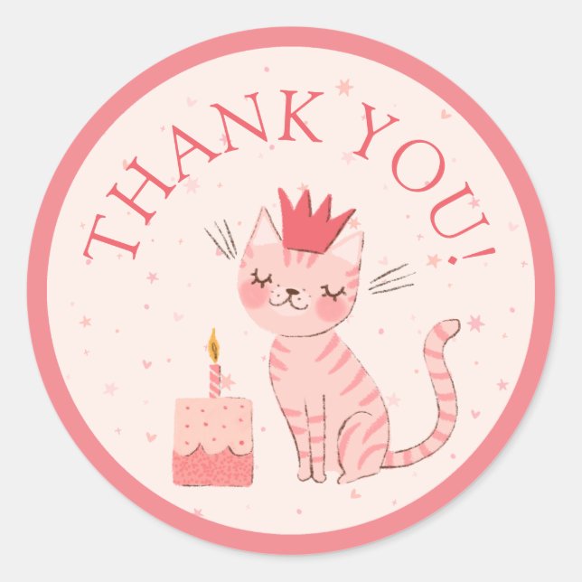 Pretty Kitty Birthday Classic Round Sticker (Front)