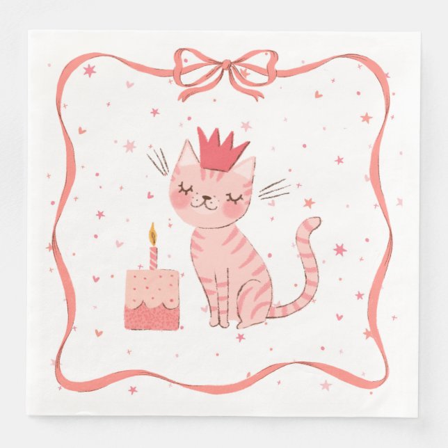 Pretty Kitty Birthday Napkin (Front)