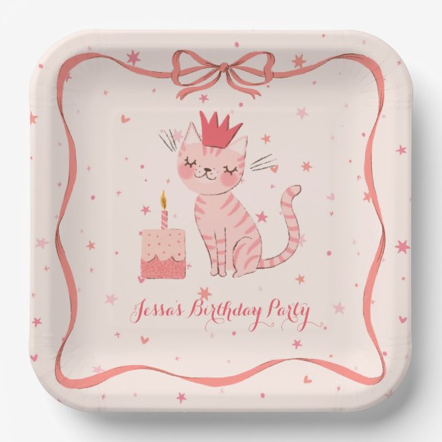 Pretty Kitty Birthday Paper Plate (Front)