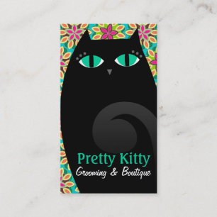 Pretty Kitty Black & Floral Business Card