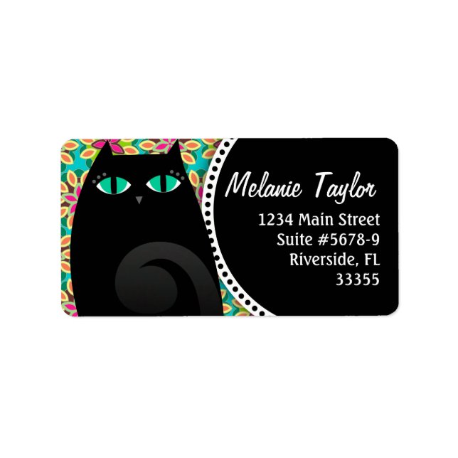 Pretty Kitty Black & Floral Label (Front)