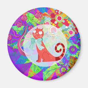 Pretty Kitty Crazy Cat Lady Gifts Vibrant Colourfu Magnet