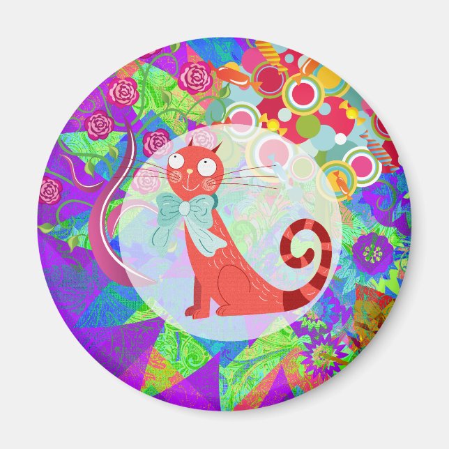 Pretty Kitty Crazy Cat Lady Gifts Vibrant Colourfu Magnet (Front)