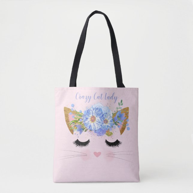 Pretty Kitty Face Pink Tote Bag (Front)