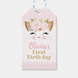 PRETTY KITTY Girl's Cat Birthday Favour Gift Tags