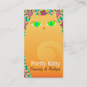 Pretty Kitty Orange & Floral Business Card