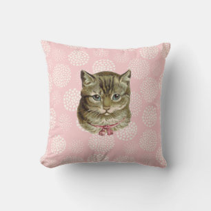 Pretty Kitty Vintage Reversible Throw Pillow