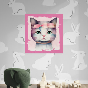 Pretty Kitty With Pink Bow Glossy Poster
