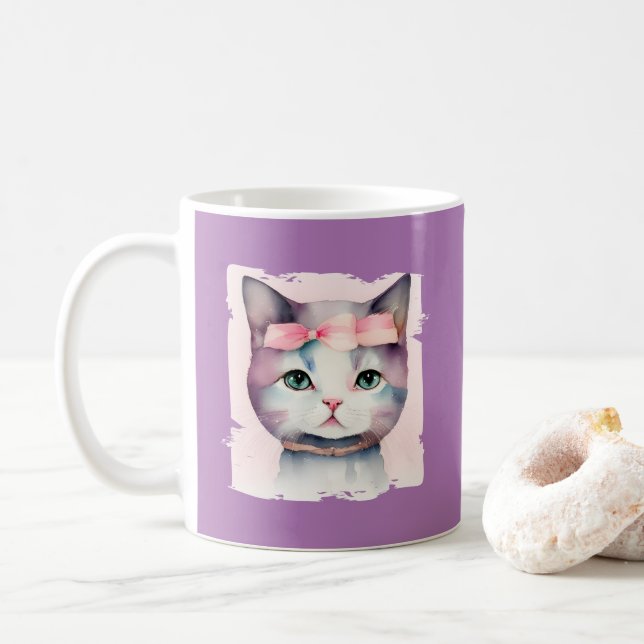 Pretty Kitty With Pink Bow Mug (With Donut)