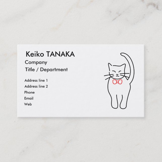 Pretty Kitty with Red Bow Business Card (Front)