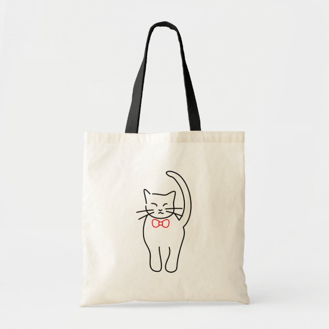 Pretty Kitty With Red Bow Tote Bag (Front)