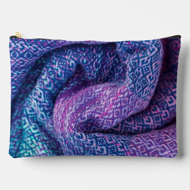 Pretty Knitted Mixed Purple and Blue Accessory Pouch (Front)