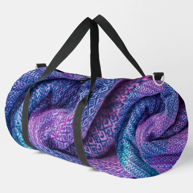 Pretty Knitted Mixed Purple and Blue Duffle Bag (Left Corner)