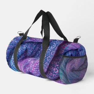 Pretty Knitted Mixed Purple and Blue Duffle Bag