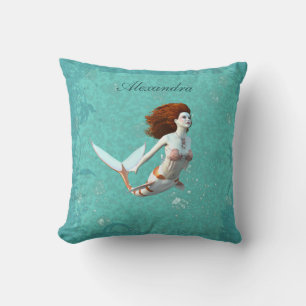 Pretty Koi Mermaid Swimming Underwater Cushion