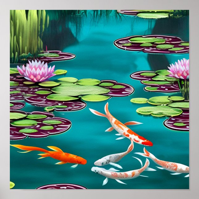 Pretty Koi Pond Poster (Front)