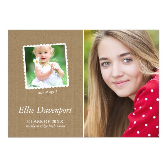 Pretty Kraft | 2-Photo Graduation Party Card