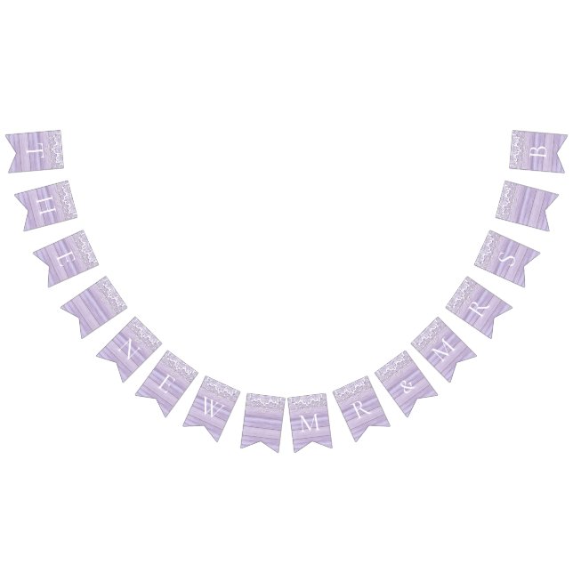 Pretty Lace & Lilac Rustic Wood Celebration Bunting (All)