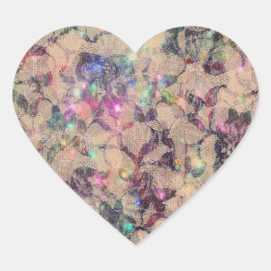 Pretty Lace Roses Heart Sticker