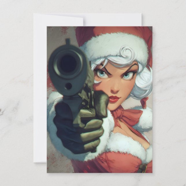 Pretty Lady has a Gun Christmas Cards (Front)