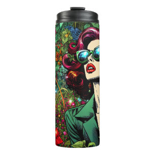 Pretty Lady in Flower Garden Colourful Thermal Tumbler