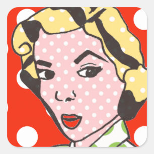 Pretty Lady Retro Pop Art Stickers
