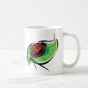 pretty ladybug on leaf coffee mug