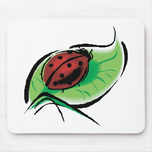 pretty ladybug on leaf mouse mat (Front)