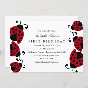 Pretty Ladybugs Birthday Party Invitation