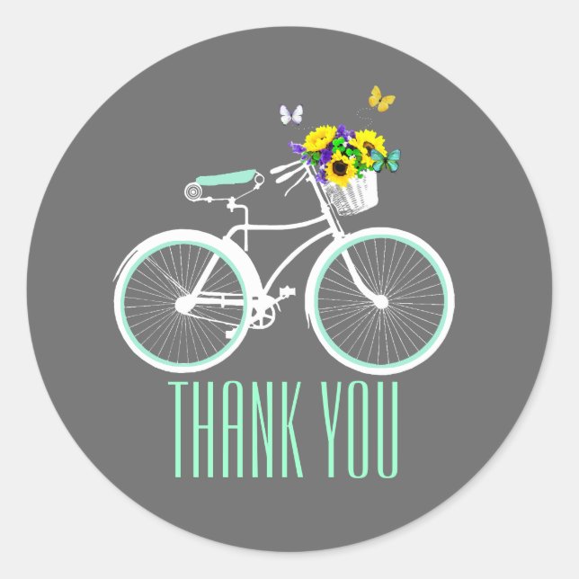 Pretty Lady's Bicycle Bridal Shower Sticker (Front)