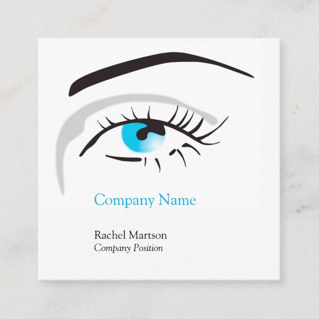 Pretty Lashes Blue Eye Square Business Card (Front)